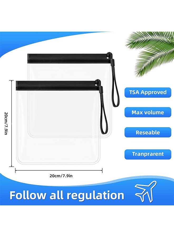 5 Pcs Clear Travel Toiletry Bags Waterproof Leakproof Travel Makeup Bag Sealable Wash Bags Airport Security Liquids Bags (Black/Clear) - Image 2