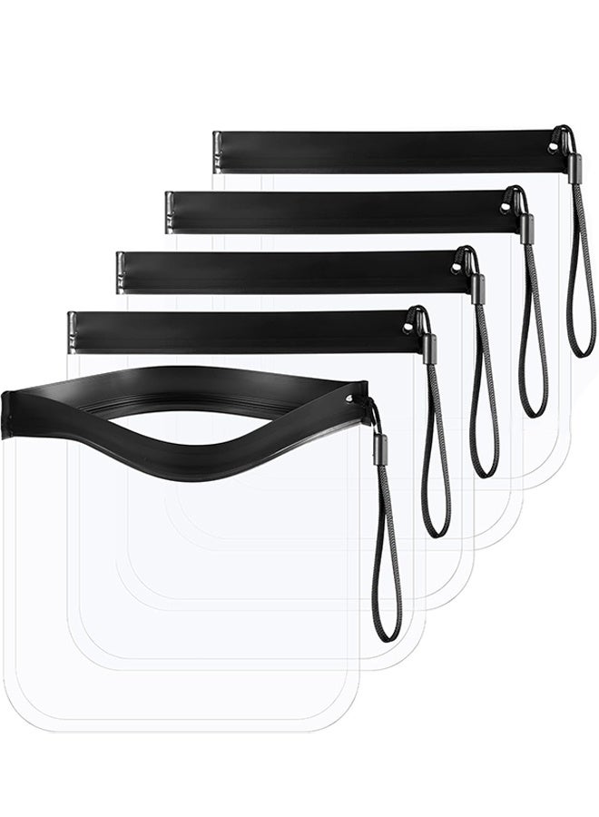 5 Pcs Clear Travel Toiletry Bags Waterproof Leakproof Travel Makeup Bag Sealable Wash Bags Airport Security Liquids Bags (Black/Clear) - Image 1