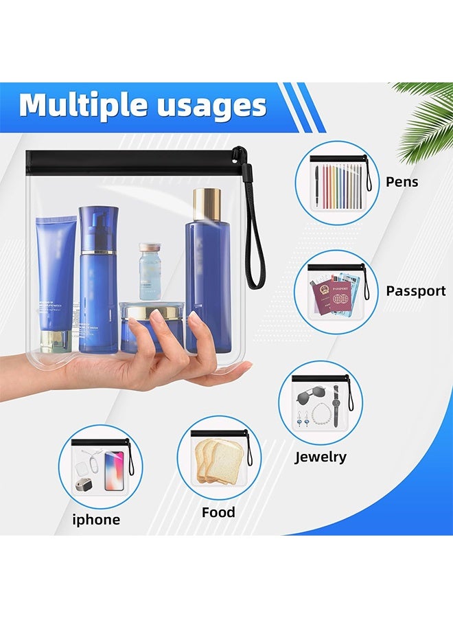 5 Pcs Clear Travel Toiletry Bags Waterproof Leakproof Travel Makeup Bag Sealable Wash Bags Airport Security Liquids Bags (Black/Clear) - Image 3