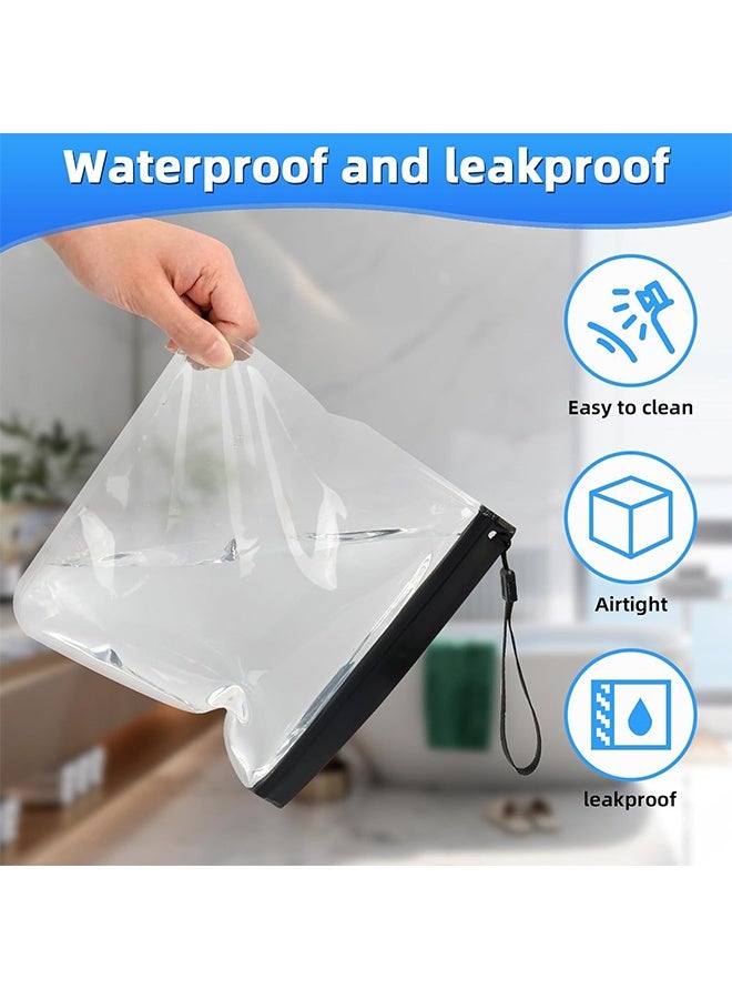 5 Pcs Clear Travel Toiletry Bags Waterproof Leakproof Travel Makeup Bag Sealable Wash Bags Airport Security Liquids Bags (Black/Clear) - Image 5