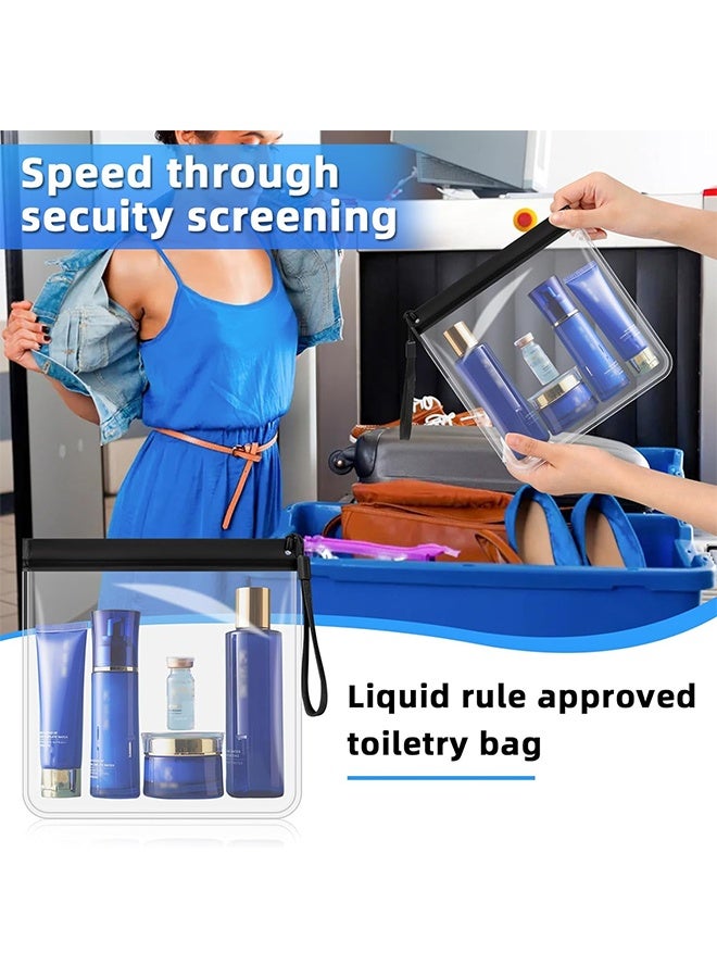 5 Pcs Clear Travel Toiletry Bags Waterproof Leakproof Travel Makeup Bag Sealable Wash Bags Airport Security Liquids Bags (Black/Clear) - Image 4