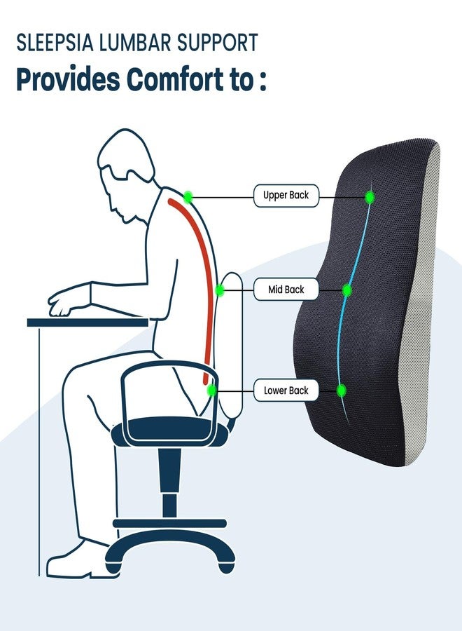 Sleepsia Back Support for Office Chair with 1 Year Warranty Lumbar Support Pillow for Office Chair for Back Pain, Car Seat, Memory Foam (Black/Grey Lumbar Back Support (Gel Infused)) - Image 3