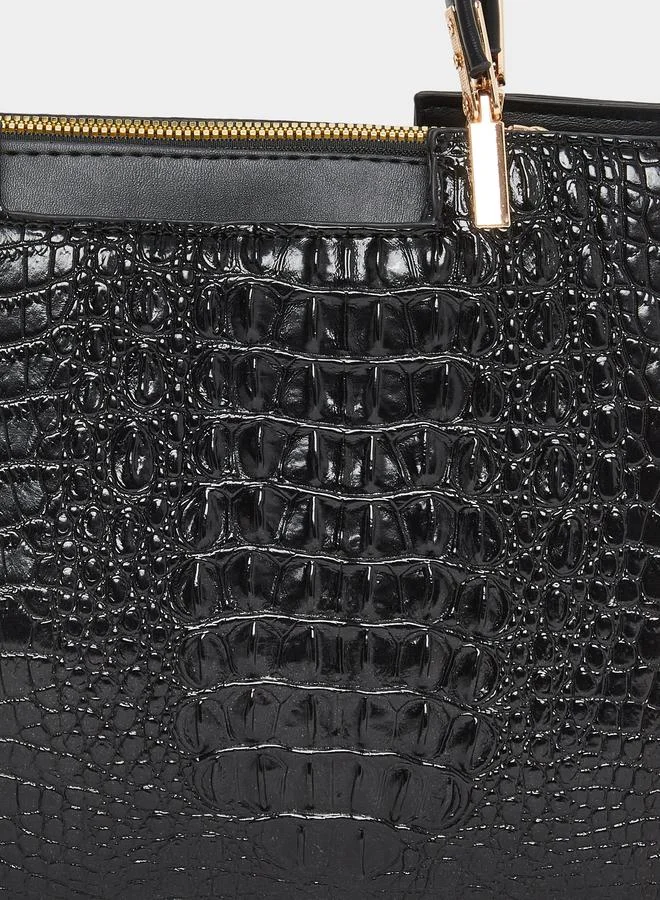 تايك تو شنطة بمقبض يد مزدوج مع تفاصيل بارزة الملمس