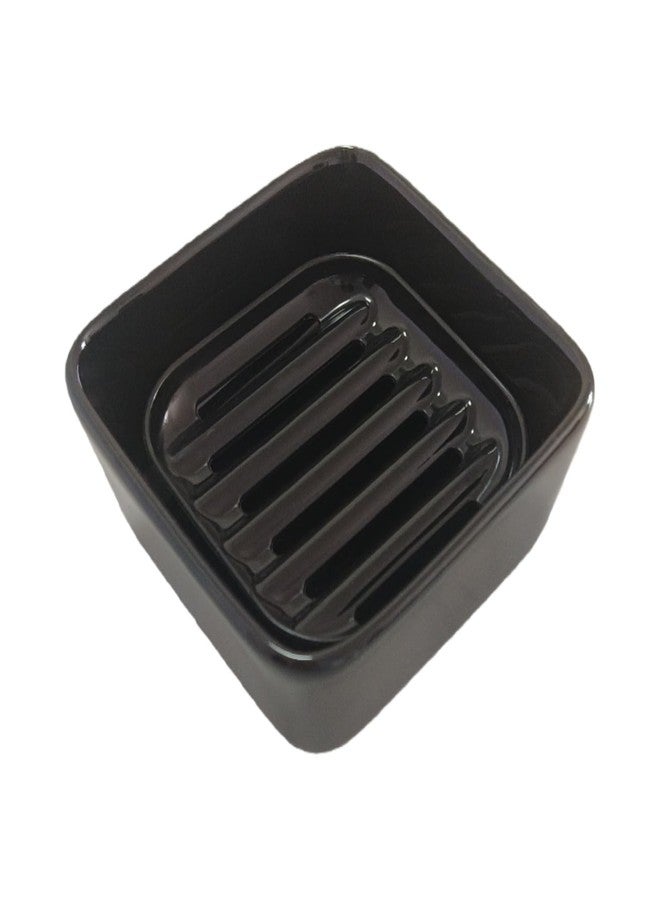 Vonpri Ceramic Soap Dish, Square Shower Case with Drain Grid, Compact Bathroom Soap Holder for Sink Countertop, Decorative Ceramic Soap Saver Tray, Dish for Liquid or Bars (Black) - Image 1
