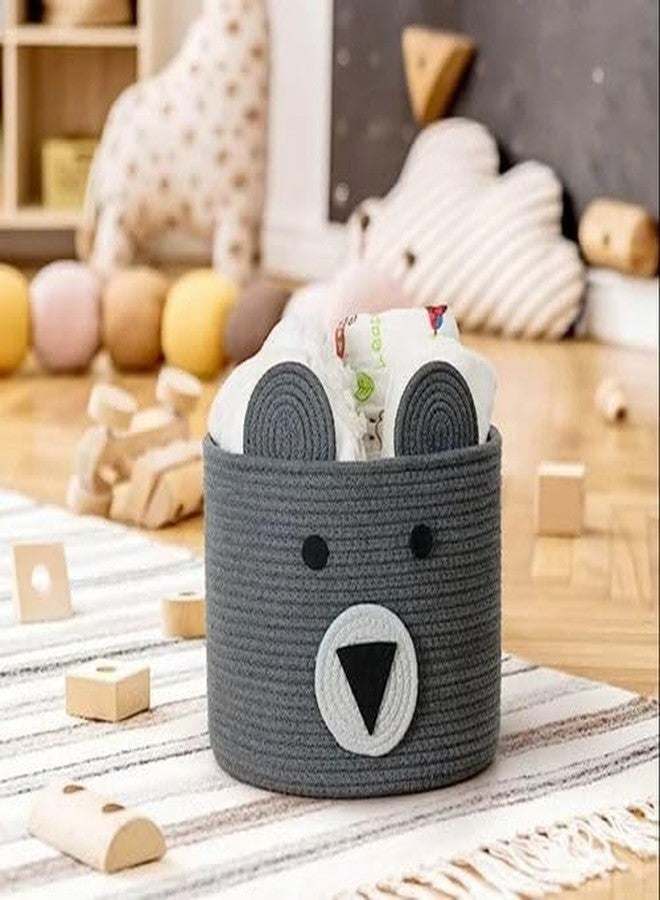 DOLCE CASA Kids Lid Basket With Beautiful Characters - Rope Storage Basket For Baby Diaper, Stuffed Animal Storage Bin Rope Basket For Kids Toy, Baby Laundry Baskets with Lid. (Grey Panda) - Image 2