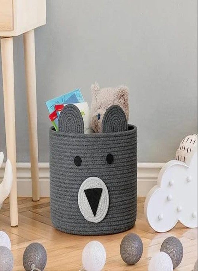 DOLCE CASA Kids Lid Basket With Beautiful Characters - Rope Storage Basket For Baby Diaper, Stuffed Animal Storage Bin Rope Basket For Kids Toy, Baby Laundry Baskets with Lid. (Grey Panda) - Image 5