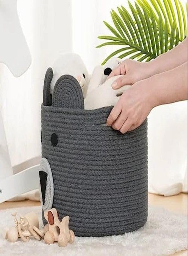DOLCE CASA Kids Lid Basket With Beautiful Characters - Rope Storage Basket For Baby Diaper, Stuffed Animal Storage Bin Rope Basket For Kids Toy, Baby Laundry Baskets with Lid. (Grey Panda) - Image 4