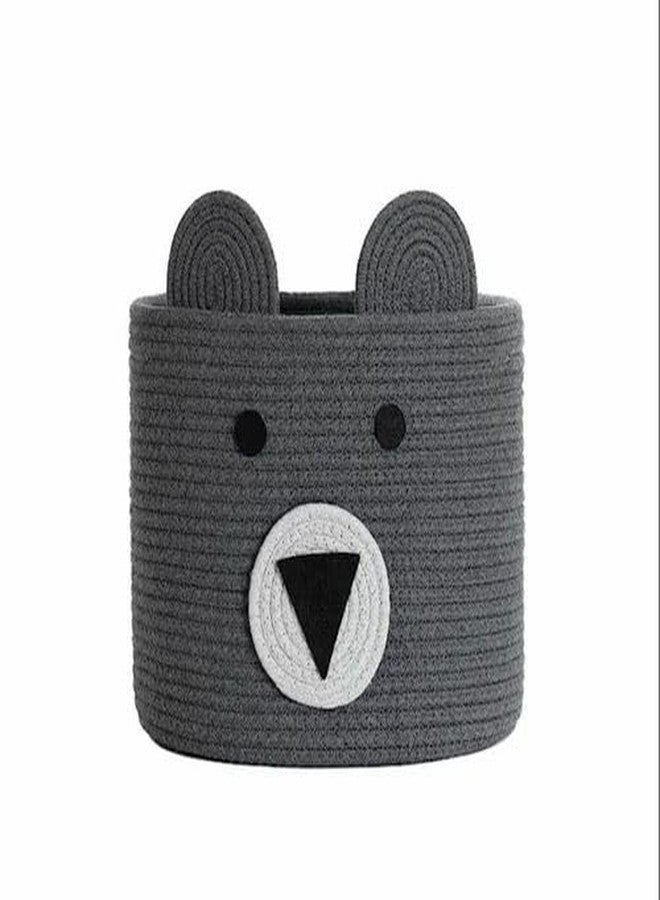 DOLCE CASA Kids Lid Basket With Beautiful Characters - Rope Storage Basket For Baby Diaper, Stuffed Animal Storage Bin Rope Basket For Kids Toy, Baby Laundry Baskets with Lid. (Grey Panda) - Image 1