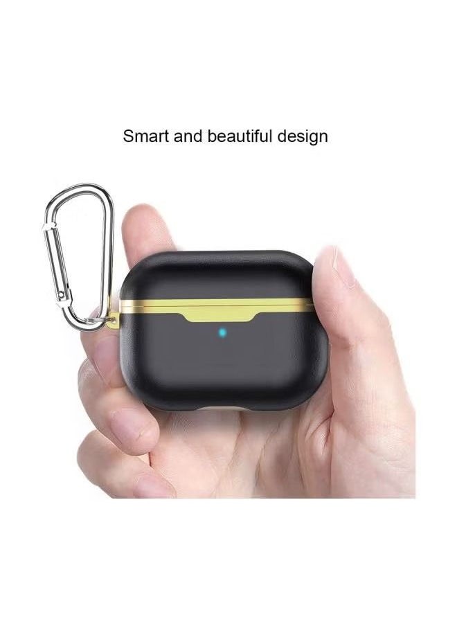 Generic - Protective Cover Case For Apple AirPods Pro Hard Plastic Protective Shock-Proof Case Cover with Keychain Full-Body Protective TPU, Full Body Protection with Carabiner Black/Gold - Image 1