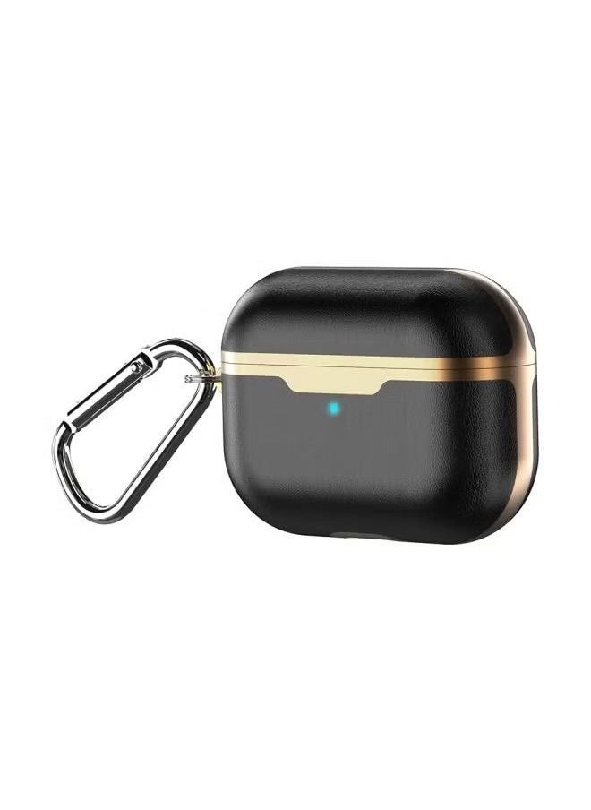 Generic - Protective Cover Case For Apple AirPods Pro Hard Plastic Protective Shock-Proof Case Cover with Keychain Full-Body Protective TPU, Full Body Protection with Carabiner Black/Gold - Image 1