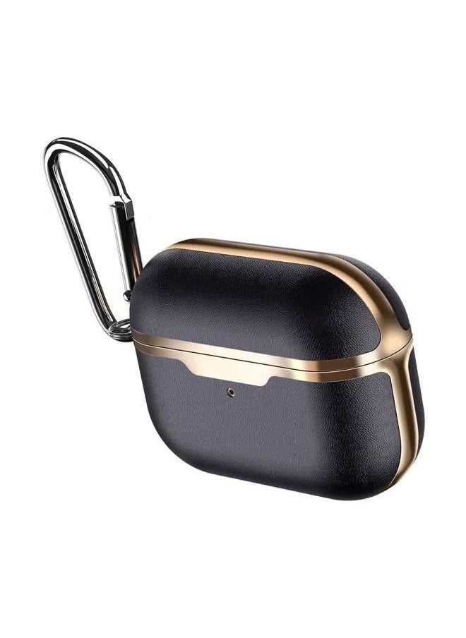 Generic - Protective Cover Case For Apple AirPods Pro Hard Plastic Protective Shock-Proof Case Cover with Keychain Full-Body Protective TPU, Full Body Protection with Carabiner Black/Gold - Image 1