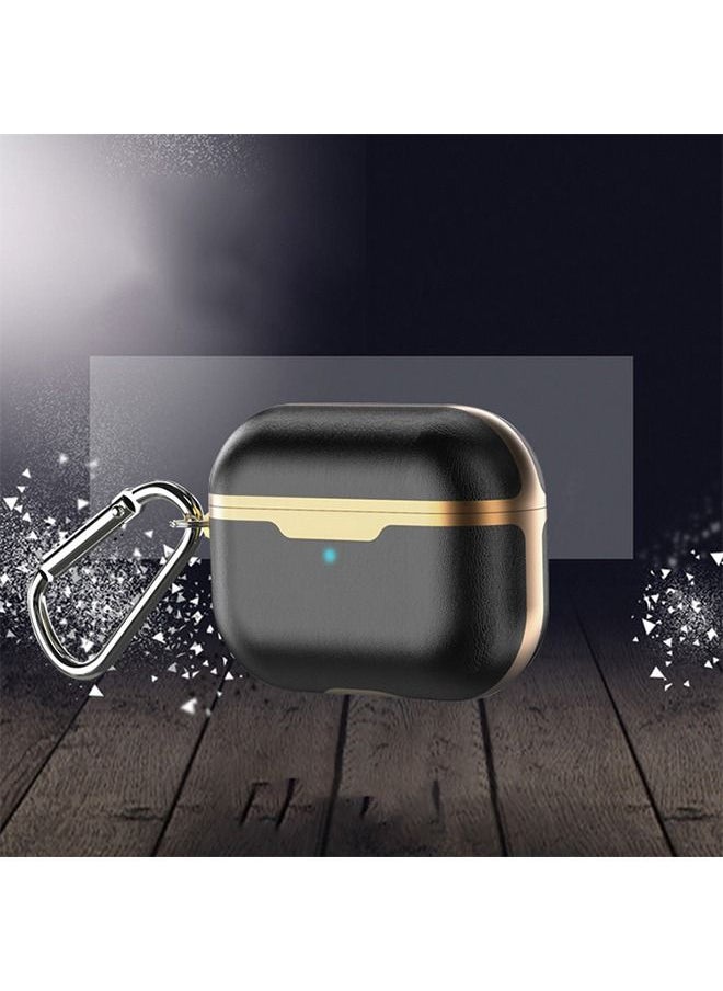 Generic - Protective Cover Case For Apple AirPods Pro Hard Plastic Protective Shock-Proof Case Cover with Keychain Full-Body Protective TPU, Full Body Protection with Carabiner Black/Gold - Image 1