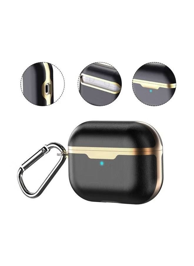 Generic - Protective Cover Case For Apple AirPods Pro Hard Plastic Protective Shock-Proof Case Cover with Keychain Full-Body Protective TPU, Full Body Protection with Carabiner Black/Gold - Image 1