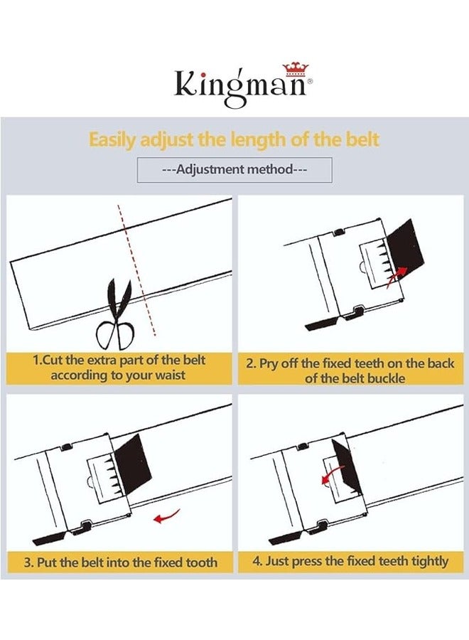 كينج مان حزام جلدي أوتوماتيكي للرجال - حزام فستان بسقاطة مع قفل تلقائي لملاءمة مثالية (34، أسود منسوج) - Image 3