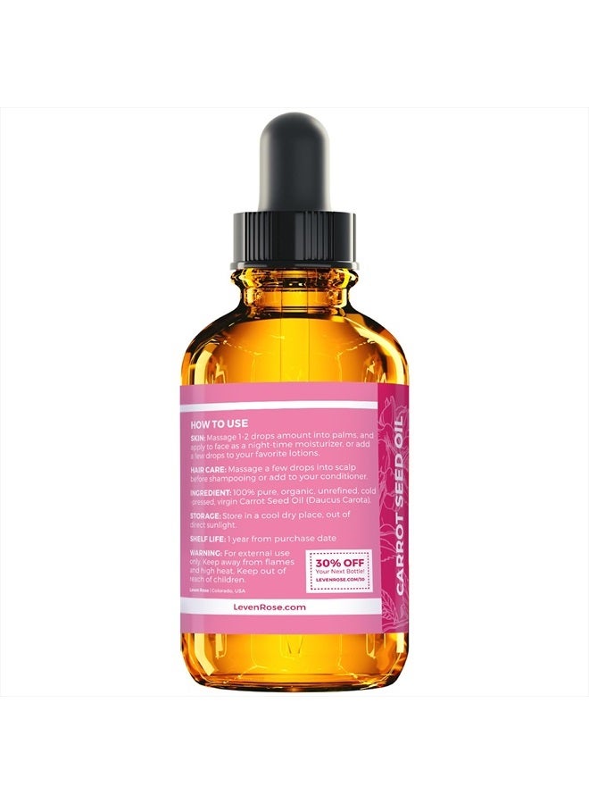 Leven Rose Carrot Seed Oil Pure Unrefined Cold Pressed Moisturizer for Hair Skin and Nails 1 oz - Image 4