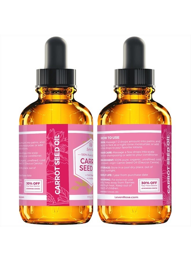 Leven Rose Carrot Seed Oil Pure Unrefined Cold Pressed Moisturizer for Hair Skin and Nails 1 oz - Image 5