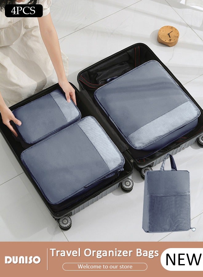 DUNISO 4 Piece Travel Organizer Bags for Luggage, Waterproof and Durable Travel Bags, Packing Cubes for Travel, Compression Cubes for Suitcases, Travel Bags for Clothes, Toiletries, Clothing, Underwear  - Image 1