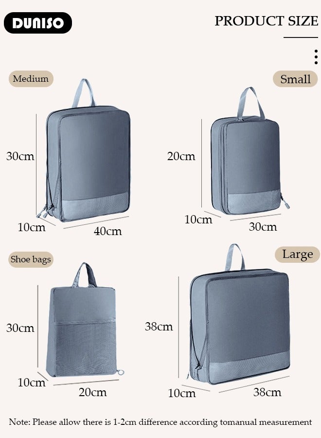 DUNISO 4 Piece Travel Organizer Bags for Luggage, Waterproof and Durable Travel Bags, Packing Cubes for Travel, Compression Cubes for Suitcases, Travel Bags for Clothes, Toiletries, Clothing, Underwear  - Image 3
