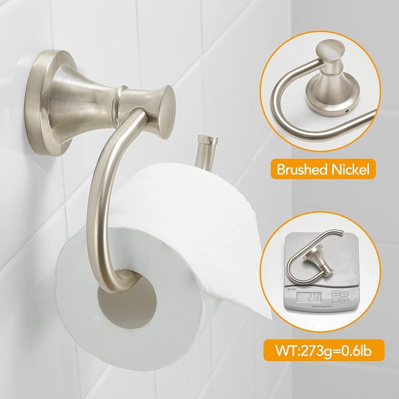 BESy Brushed Nickel Toilet Tissue Paper Holder Brushed Nickel Bathroom Accessories Toilet roll Paper Hanger, Wall Mounted, Rustproof - Image 5