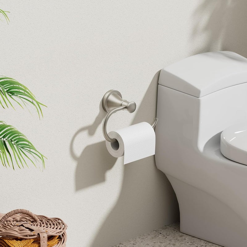 BESy Brushed Nickel Toilet Tissue Paper Holder Brushed Nickel Bathroom Accessories Toilet roll Paper Hanger, Wall Mounted, Rustproof - Image 2