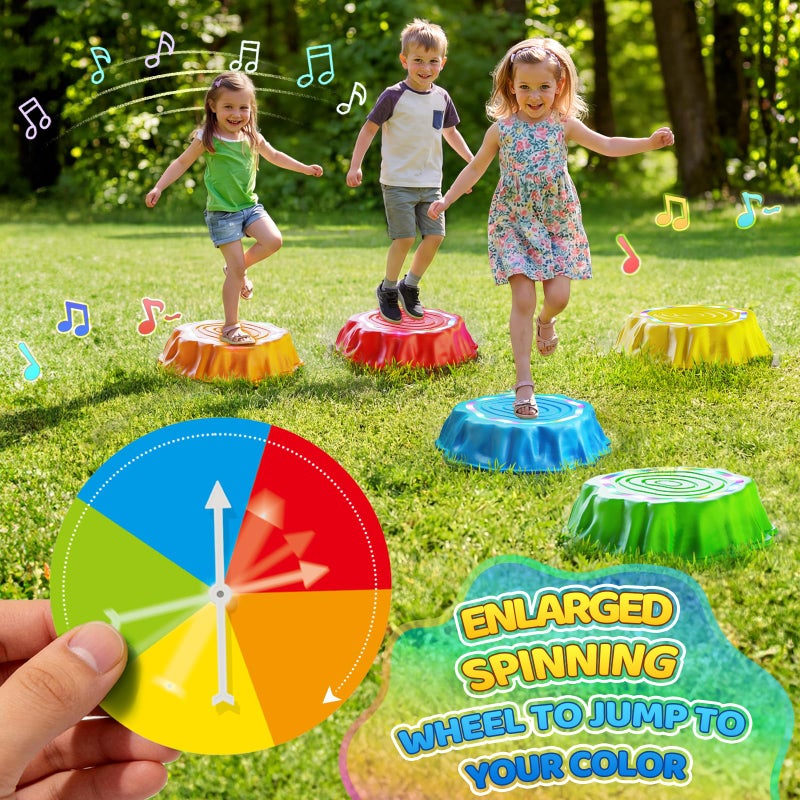 Flooyes Stepping Stones for Kids, 5PCS Light Up & Music Non-Slip Stepping Stones, Sensory Toys for Toddler Balance & Coordination Skills, Indoor & Outdoor Toys for Toddlers Ages 3-5 - Image 4