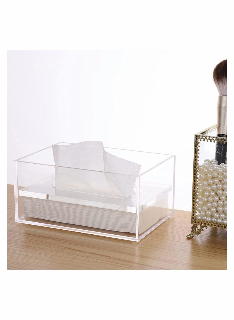 Excefore Acrylic Tissue Dispenser Box Cover Holder Clear Rectangle Napkin Organizer for Bathroom, Kitchen and Office Bedroom  - Image 4