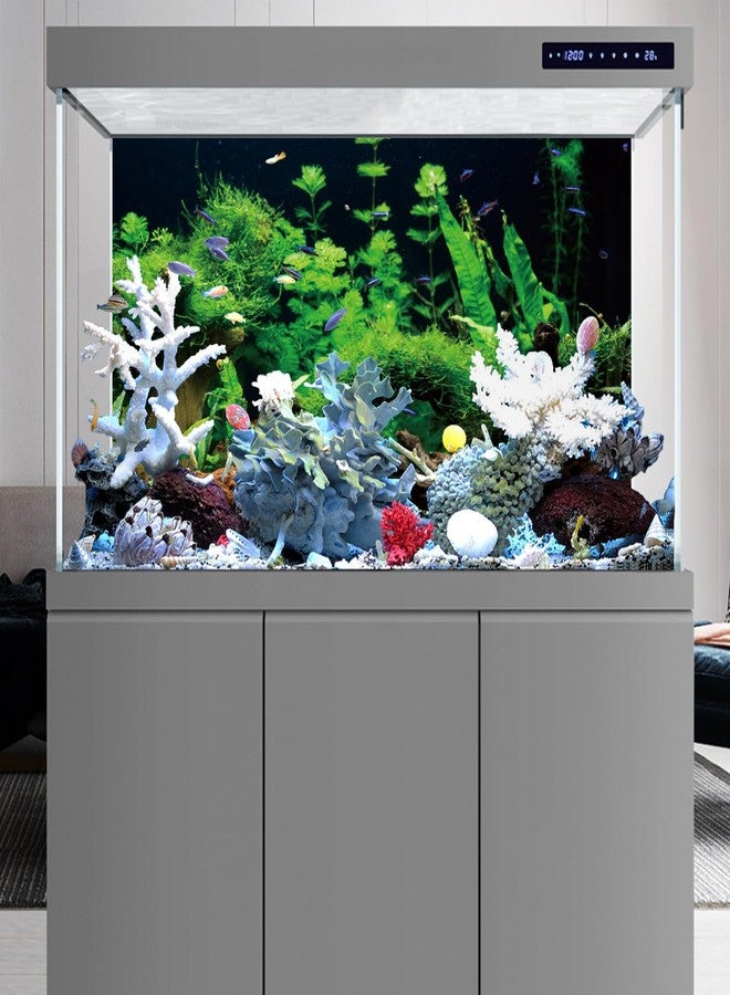 AWERT خلفية حوض أسماك من AWERT مقاس 24 × 16 بوصة، بتصميم قاع نهر وبحيرة، مصنوعة من الأعشاب البحرية، خلفية فينيل لحوض السمك - Image 5