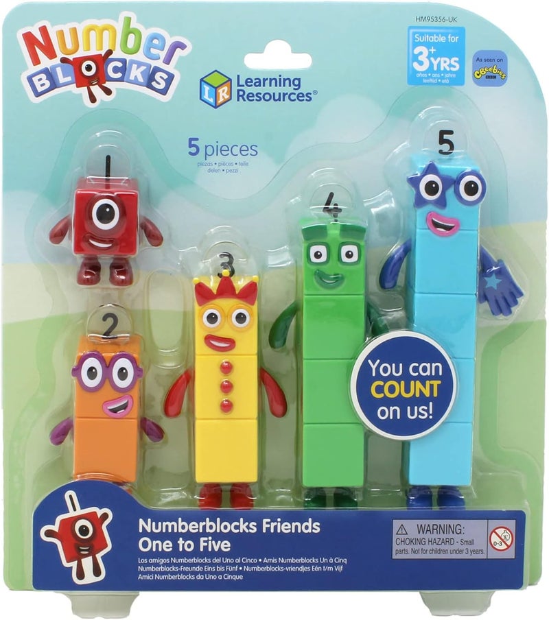 Learning Resources Numberblocks Friends One to Five, Official Collectible Toys, Includes Numberblocks One, Two, Three, Four and Five, Suitable for Display and With Posable Arms for Realistic Play - Image 1