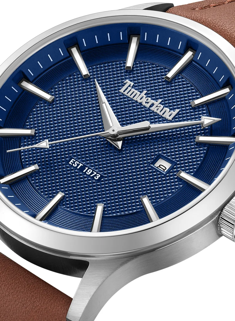 Timberland Trumbull Blue Dial Brown Leather Strap Analog Watch for Men 45mm
