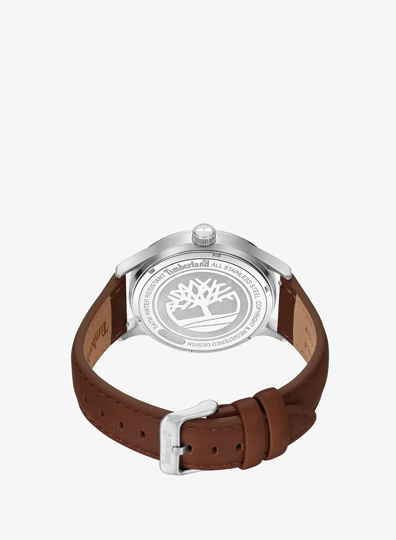 Timberland Trumbull Blue Dial Brown Leather Strap Analog Watch for Men 45mm