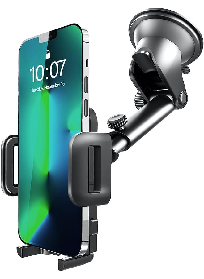 promass Car Phone Holder, Dashboard Windscreen Car Phone Mount, Universal Car Cradle 360° Rotatable Extendable Arm One Button Release stand for iPhone13 12 11 Pro Max XS Xr X 8 7 Plus, Samsung - Image 1