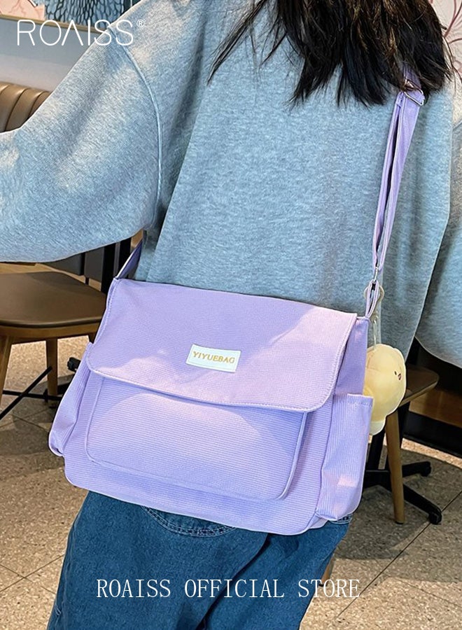 roaiss Women Large Capacity Single Shoulder Crossbody Bag Versatile Student Bag Simple Solid Color Canvas Dumpling Bag - Image 1