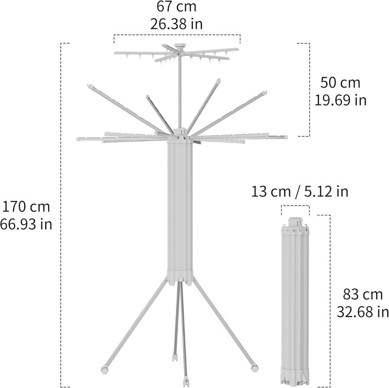 RFOUO Clothes Drying Rack Aluminum-4 Legs 16rods Double Layer, Portable Foldable Drying Rack,Space Saving Laundry Drying Rack,Drying Rack Clothing for Laundry Bedroom Household - Image 3