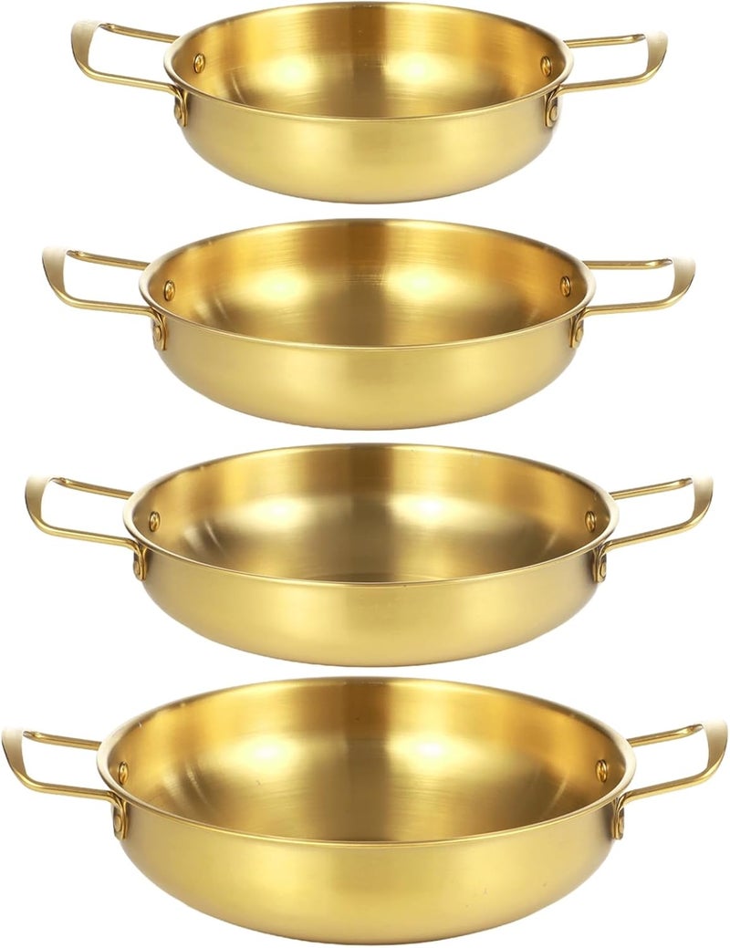 4 Pcs Ramen Pots Korean Stainless Steel Set, Double Handle, 8.4-10.7 in, Flat Bottom, for Noodles Pasta Soup - Image 3