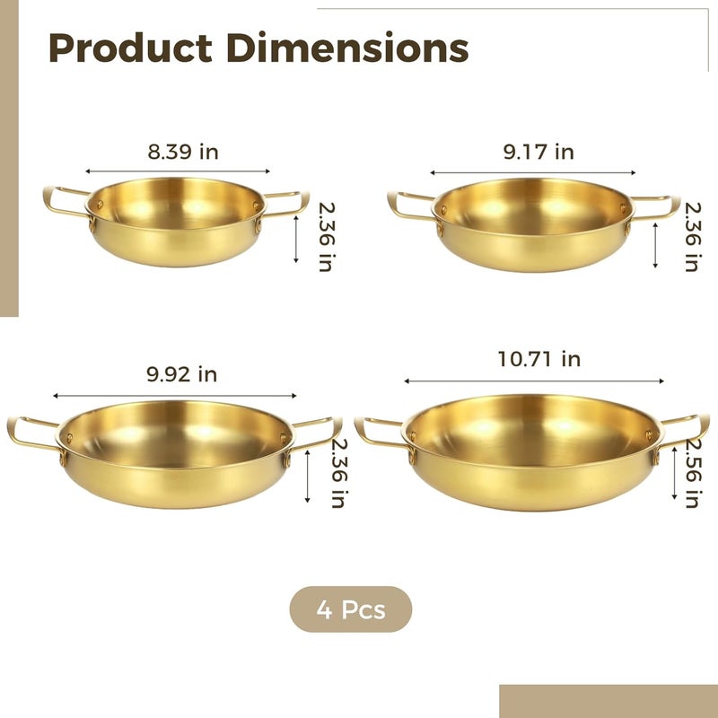 4 Pcs Ramen Pots Korean Stainless Steel Set, Double Handle, 8.4-10.7 in, Flat Bottom, for Noodles Pasta Soup - Image 5