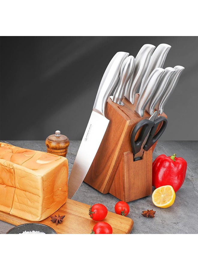 DANUBE HOME Chef’s Delight Celina 9-Piece Premium Kitchen Knife Set with Wooden Block – Professional Stainless Steel Chef Knives for Slicing, Chopping & Dicing | Home & Restaurant Use Silver - Image 1