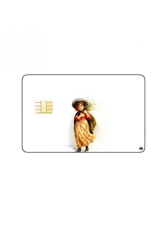 RKN PRINTED BANK CARD STICKER Beautiful Girl Vintage Art In Traditional Clothes - Image 1