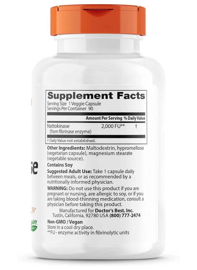 Doctor's BEST Nattokinase 2000 Fu Of Enzyme Supports Heart Health And Circulatory And Normal Blood Flow  - Image 2