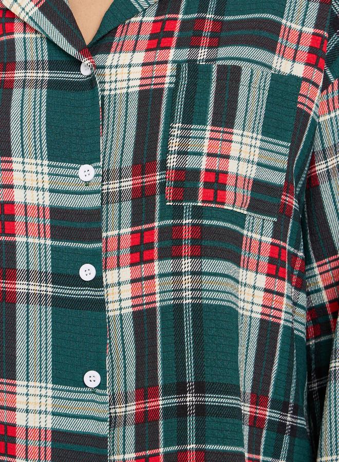 ستايلي طقم بيجاما من بنطال وقميص بطبعة مربعات - Image 4