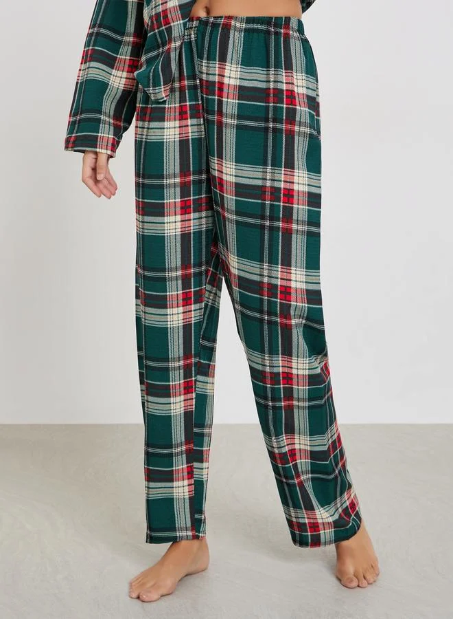 Styli Checked Button Front Shirt and Pyjama Set