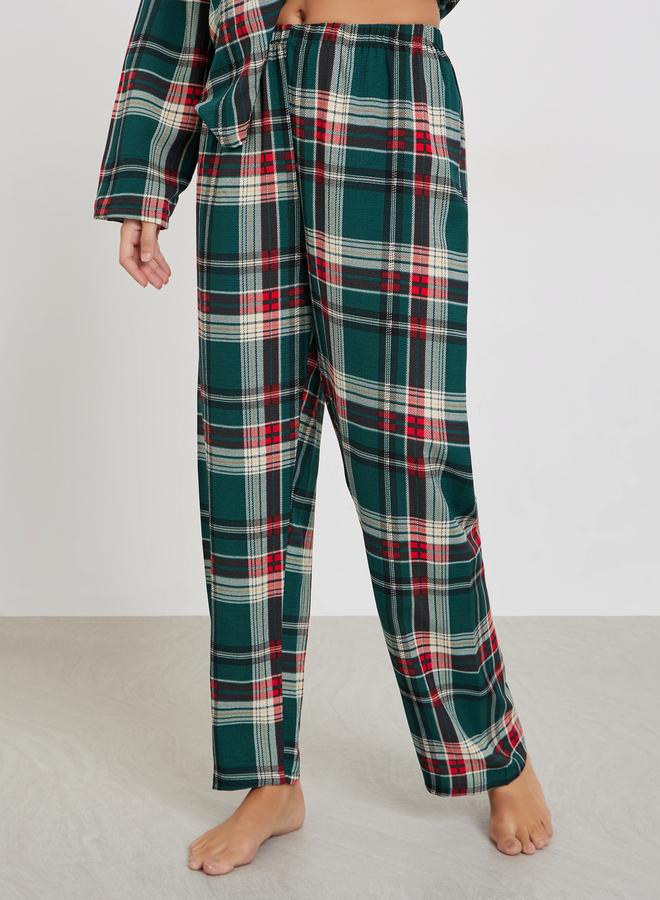 ستايلي طقم بيجاما من بنطال وقميص بطبعة مربعات - Image 5