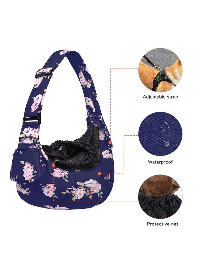 Mosiso MOSISO Dog Cat Sling Carrier, Pet Carrier Camellia Tote Bag Hands Free Adjustable Padded Strap Breathable Polyester Soft Carrying Travel Shoulder Bag with Front Pocket for Small Dog Cat, Blue - Image 2
