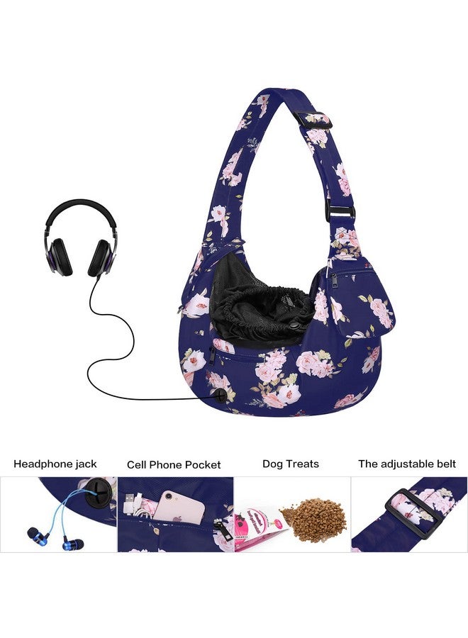 Mosiso MOSISO Dog Cat Sling Carrier, Pet Carrier Camellia Tote Bag Hands Free Adjustable Padded Strap Breathable Polyester Soft Carrying Travel Shoulder Bag with Front Pocket for Small Dog Cat, Blue - Image 3