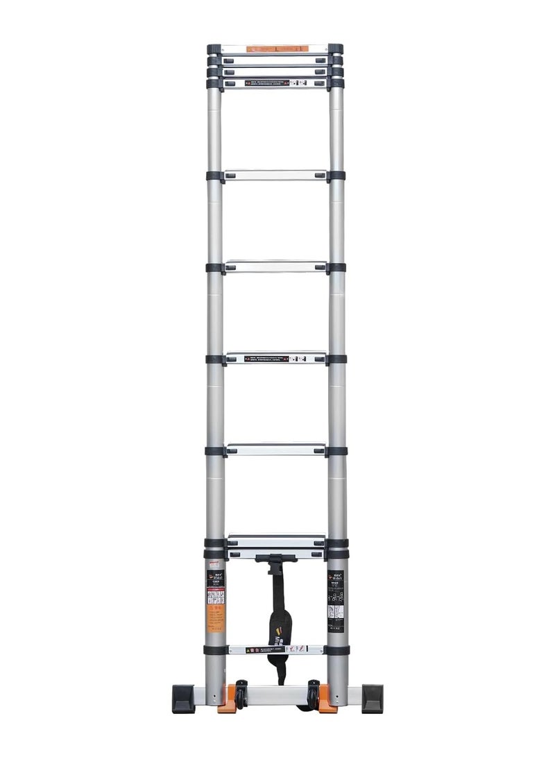 سلم تلسكوبي المونيوم، متعدد الاغراض قابل للتمديد بطول 2.3 متر مذود بمانع إنزلاق للدرج سعة 150 كجم - Image 1