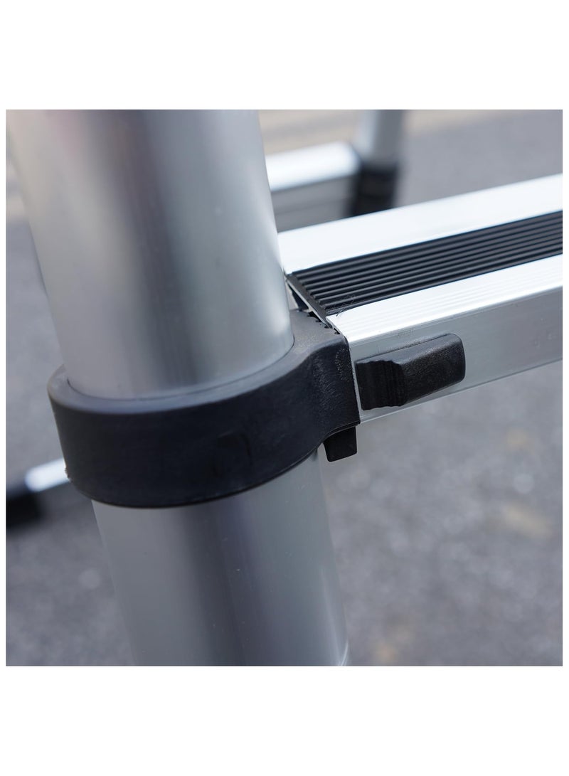 سلم تلسكوبي المونيوم، متعدد الاغراض قابل للتمديد بطول 2.3 متر مذود بمانع إنزلاق للدرج سعة 150 كجم - Image 5