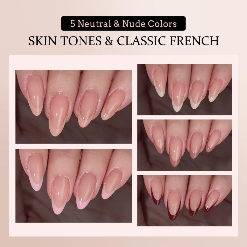 BTArtboxnails XCOATTIPS Press on Nails Almond - Skin Tones French Tip Nails, Medium Soft Gel Nail Tips with Nail Gel, French Protecting Duo, Nail Lamp, All in One Fake Nail Extension Kit - Image 3