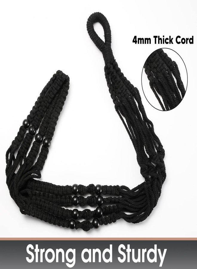 Shineloha Eco Joy 43 Inches Macrame Plant Hanger Large for 12 inch Pot Extra Long + Hook | No Tassel, Cotton Rope Hanging Plant Holder with Swag Hook, NO Plant Included (Black) - Image 5