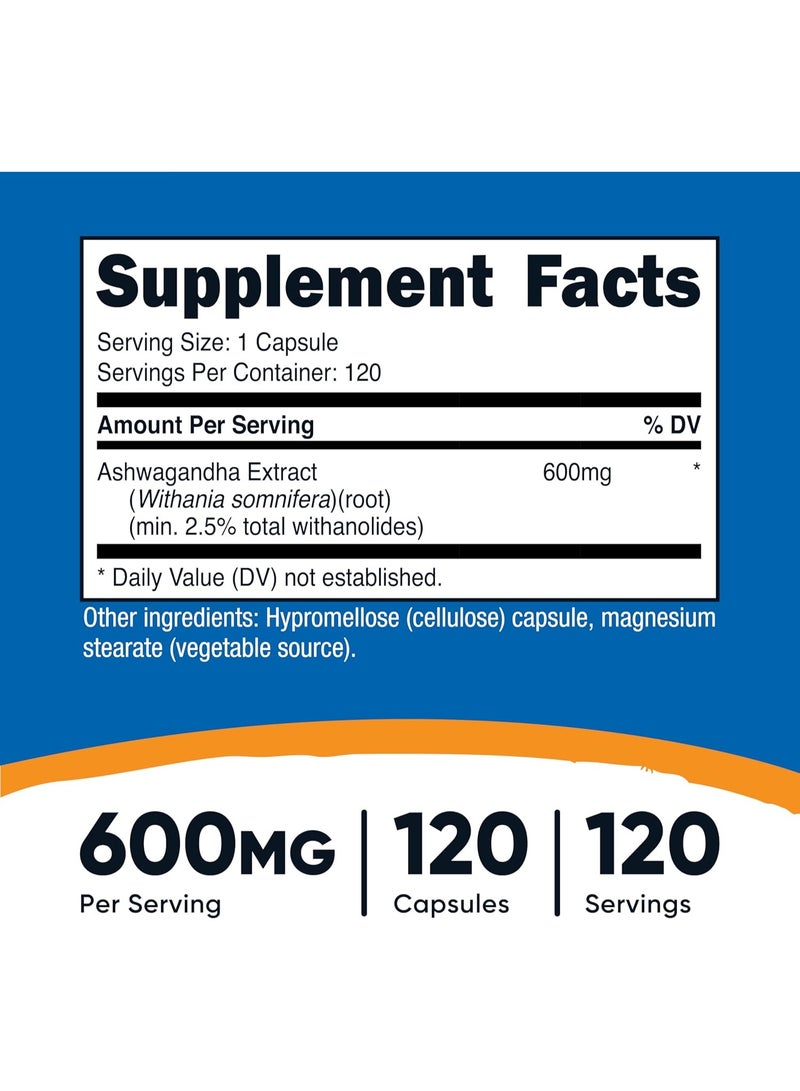 Nutricost Ashwagandha Root 120 Capsules 600mg - Image 2