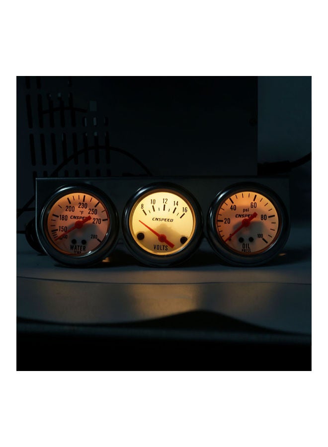 إسكدنيا طقم مقياس ضغط لقياس درجة حرارة الزيت من الكروم للسيّارة يناسب جميع السيّارات - Image 3