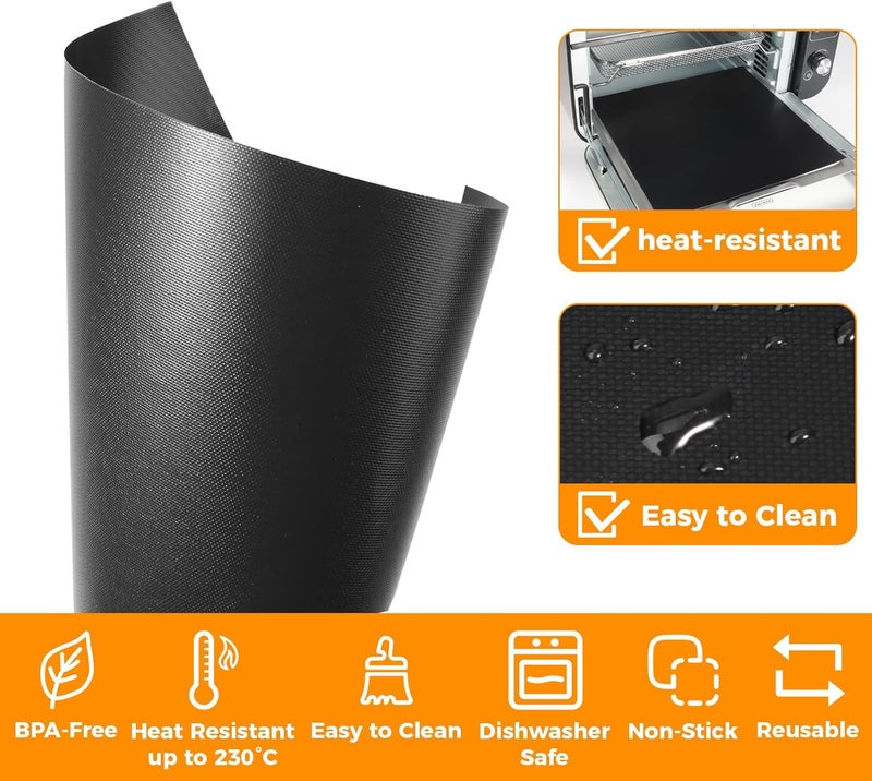brikinte HUOMENDirect 4-Pack بطانة فرن هوائي، صينية غير لاصقة، صينية تحميص، طبق خبز، بطانة سلة للقاعدة لـ Ninja SP101 SP201 SP301 Foodi Air Fry Oven (30 سم × 30 سم) - Image 3
